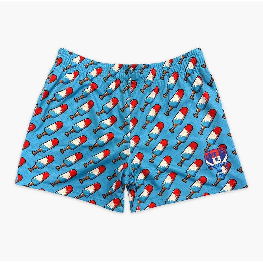 NWOT BL101 Baseball Mesh Shorts Kids Youth Large Blue Popsicle Bat Freeze Pop